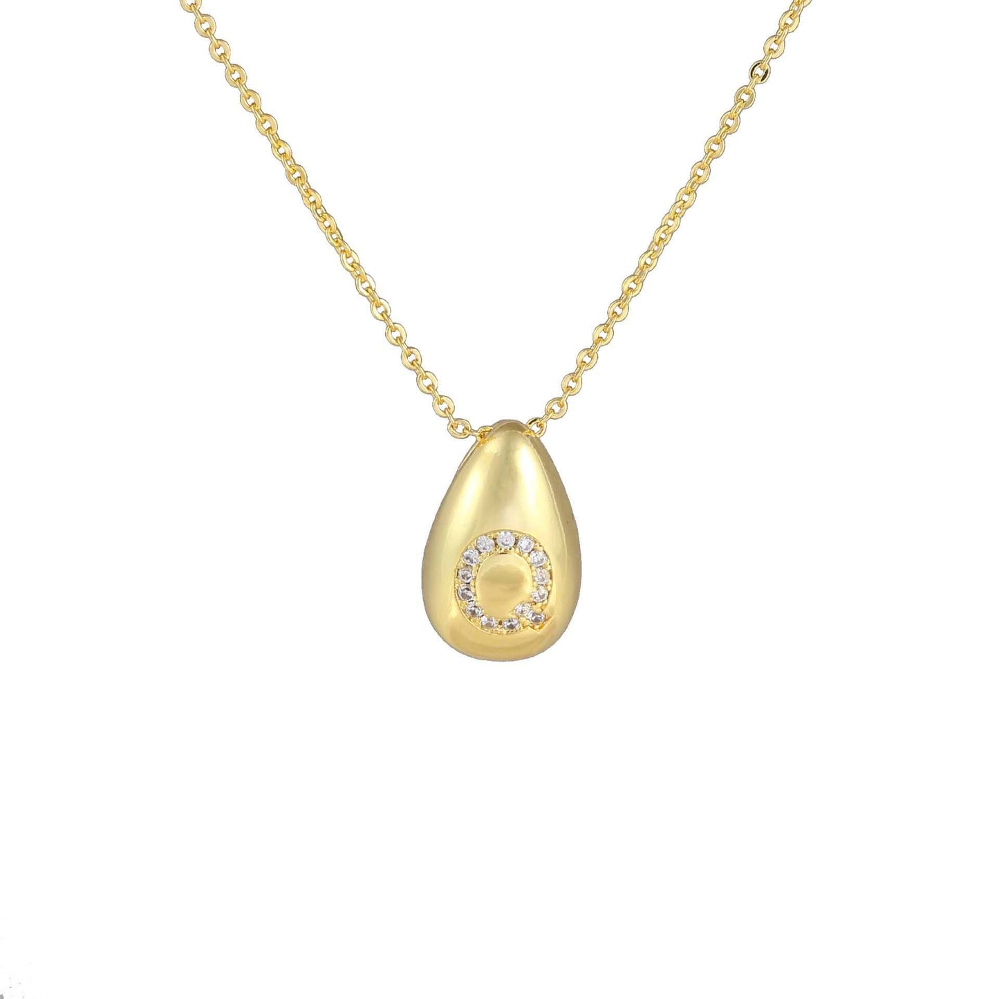 Glossy Water Drop 26 English Letter Pendant Copper-plated Gold Simple Pendant Female