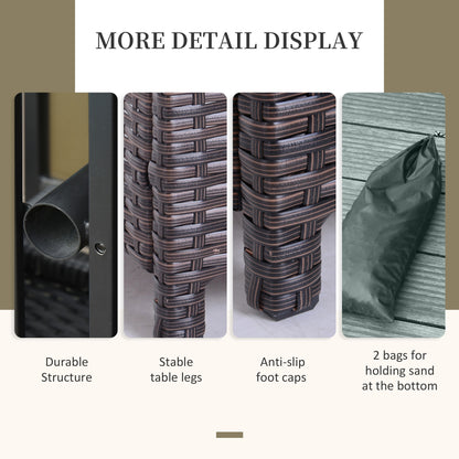 US Local Rattan Wicker Outdoor Accent Table With Patio Umbrella Hole, Convenient For Garden