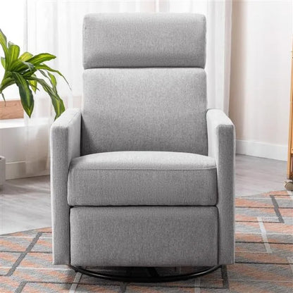 US Local Modern Upholstered Rocker Nursery Chair Plush Seating Glider Swivel Recliner Chair, Gray