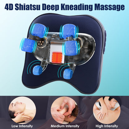 US Local 1 Set Cordless Neck Shoulder Massager With Soothing Heating 3 Intensity Levels 2 Heating Levels Electric 4D Shiatsu Deep Kneading Pillow For Back Traps Gifts For Family  Home Car