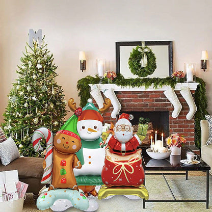 US Local 8 Pcs Inflatable Christmas Balloons Santa Claus Snowman Christmas Tree Designed Standing Balloons New Year Party Foil Balloons For Indoor And Outdoor Perfect Xmas Party Decorations Party Photo Prop