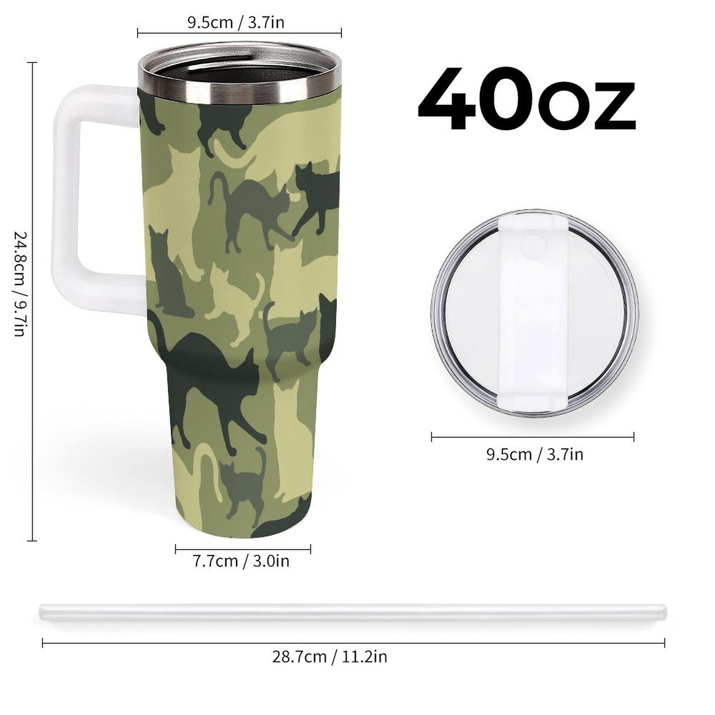 PHDT00381 POD US Local Tumbler 40 oz Large Capacity Car Cup Green Camouflage, Cat