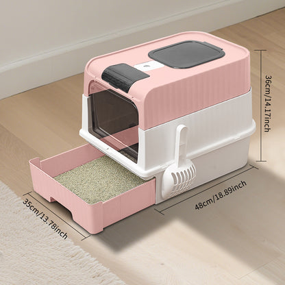 US Local Super Large Capacity Cat Litter Box - Easy To Clean, Odorless, Leak Proof, Not Easy To Leak, Pull-out Design, Comfortable Toilet For Pets