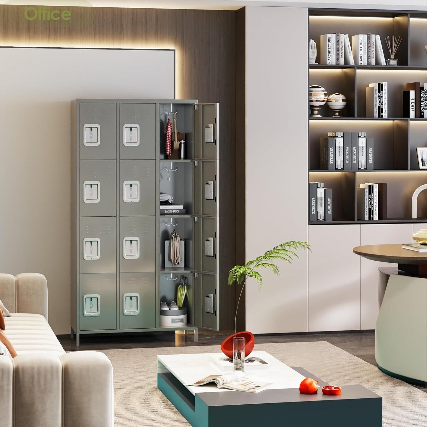 US Local Metal Lockers For Employees With 12 Door & Hooks,Metal Storage Locker With Lock For School Office Gym Bedroom Home,Assembly Required,12 Doors Light Grey