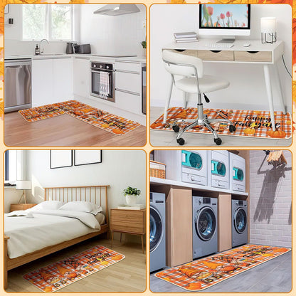 Fall Kitchen Mat Set Of 2, Autumn Kitchen Rugs Maple Leaves Kitchen Mats Decor Thanksgiving Decorative