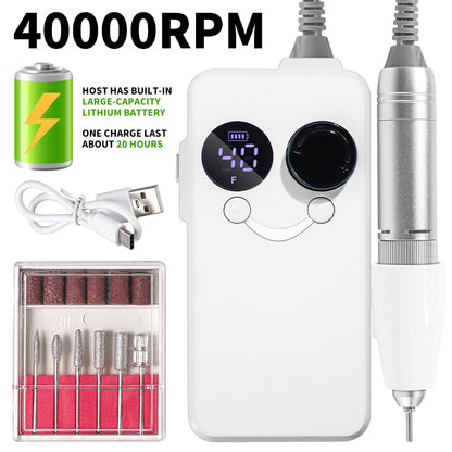 US Local 40000RPM Nail Drill Professional Cordless Electric Nail Drill Machine Rechargeable Portable Acrylic Gel Grinder Tools With 6 Bits And Sanding Bands For Manicure Pedicure Carve Polish