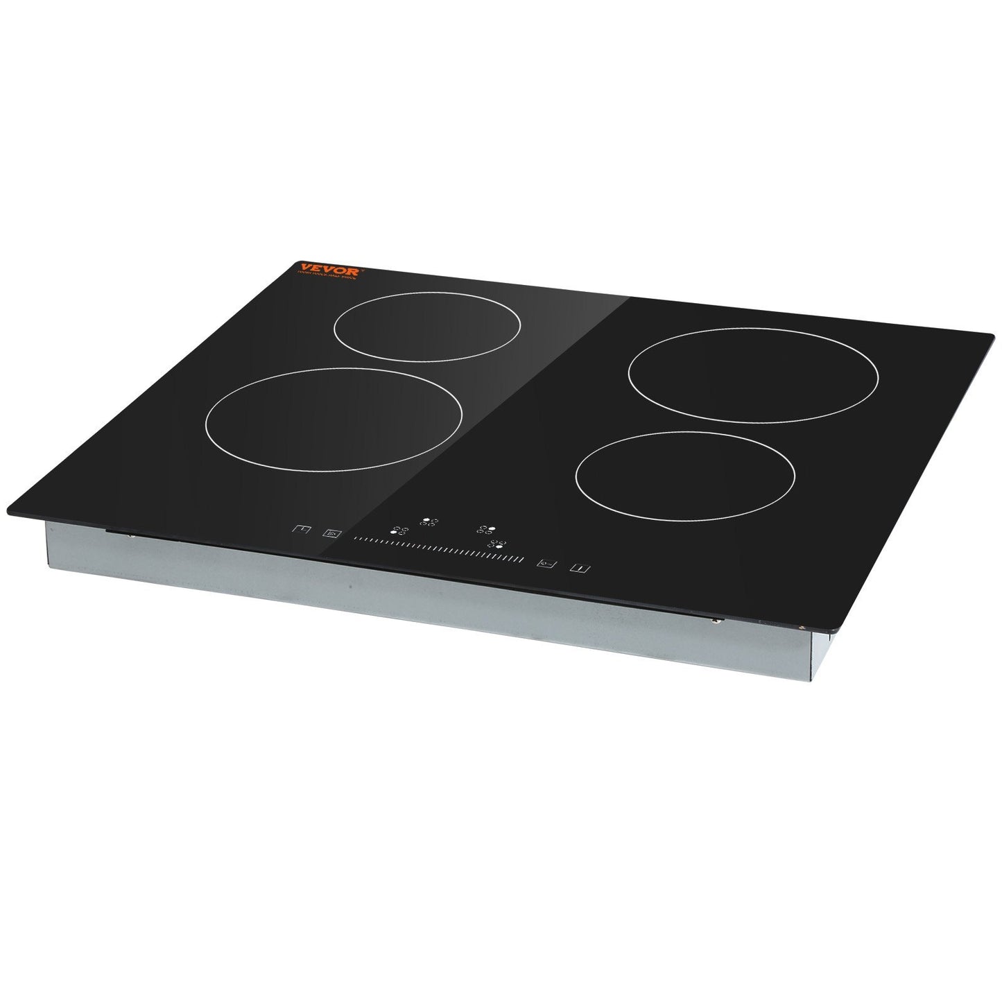 US Local VEVOR Built In Electric Stove Top, 23.2 X 20.5 Inch 4 Burners, 240V Glass Radiant Cooktop With Sensor Touch Control, Timer & Child Lock Included, 9 Power Levels For Simmer Steam Slow Cook Fry