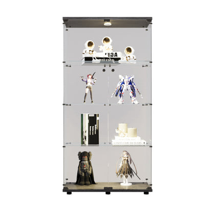 US Local Double Door LED Light Glass Display Cabinet 4 With Mast, Floor To Ceiling Rare Bookshelves, Suitable For Living Room, Bedroom, Office