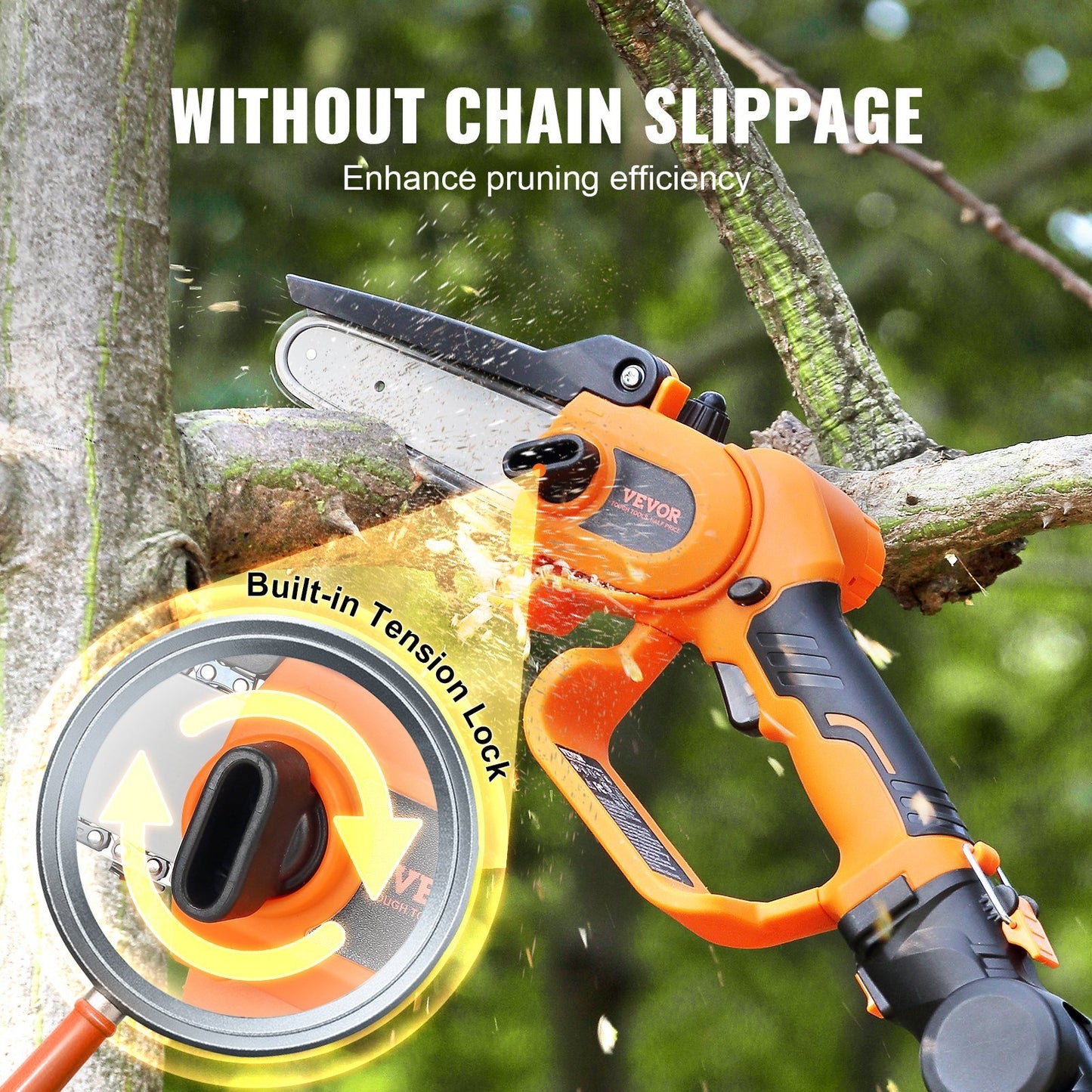 US Local VEVOR 2-in-1 Cordless Pole Saw & Mini Chainsaw, 20V 4Ah Battery Pole Chainsaw, Cutting Capacity 8 Ft Reach Pole Saw For Branch Cutting & Tree Trimming Battery And Blade Cover Included