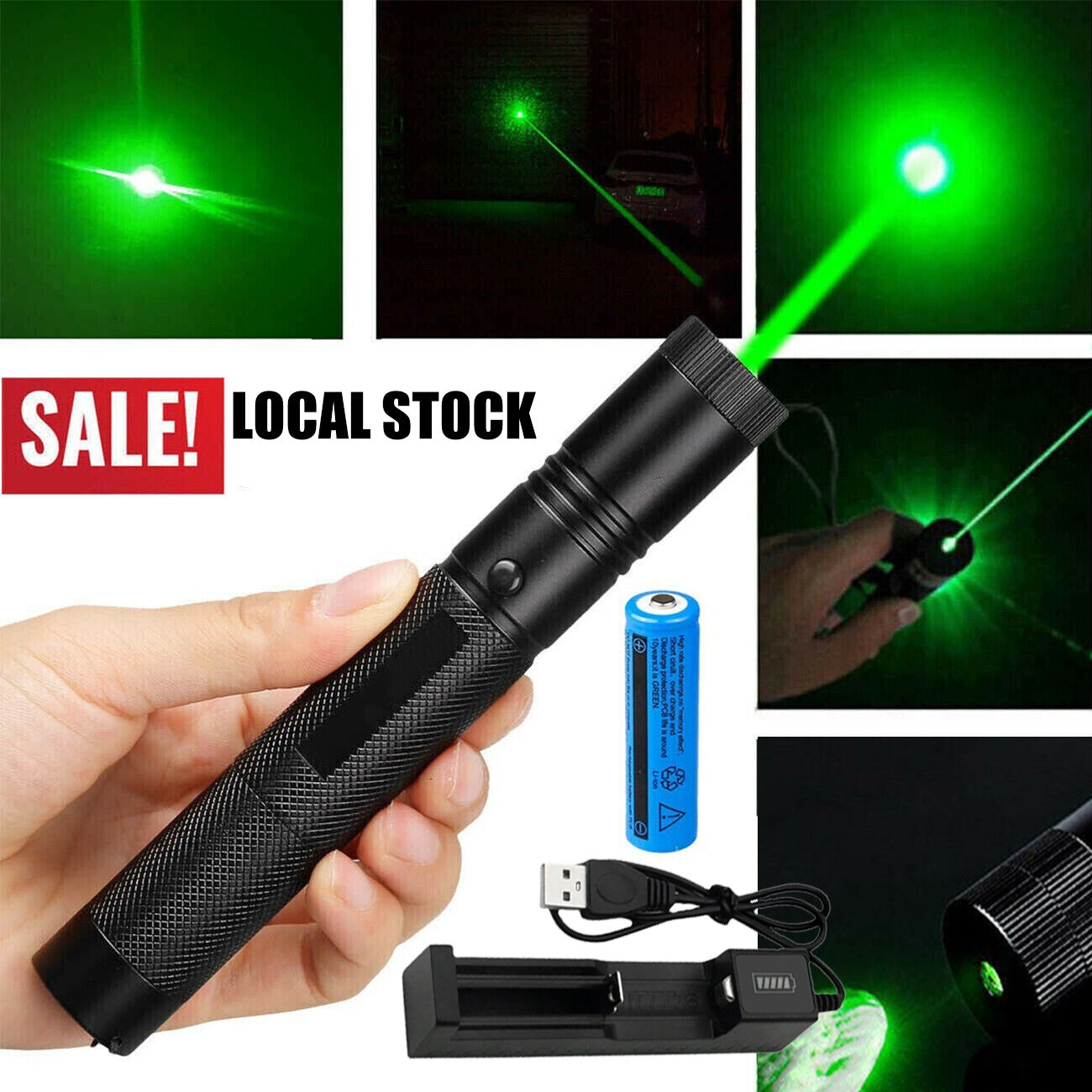 UK Local Green Laser Pointer Pen Light 9900Mile Strong Visible Beam Lazer AAA Torch 532nm USB Rechargeable Flashlight