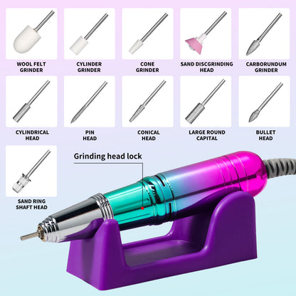 US Local Cordless Nail Drill 45000 RPM, Rechargeable Electric Nail File Kit For Acrylic Gel Polishing Removing, Nail Drill Kit With Bits & Base, Portable Nail E-File Machine For Manicure Pedicure Salon