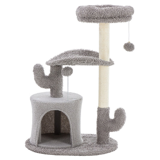 US Local Small Cat Tree Tower, 33 Cat Scratching Post With Curved Bed