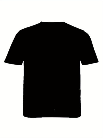 Men's Skull Guitar Patterned Round Neck T-shirt, Summer Casual Streetwear, Casual And Halloween Party Wear