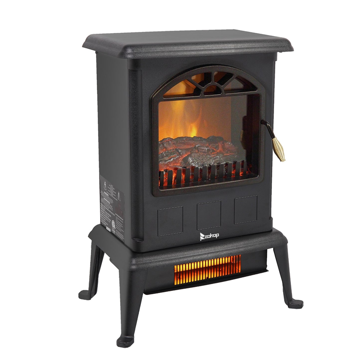 US Local 1500w Vertical Fireplace Machinery Fake Firewood Single Color 2 Quartz Tubes Black