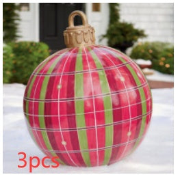 US Local Christmas Ornament Ball Outdoor Pvc 60CM Inflatable Decorated Ball PVC Giant Big Large Balls Xmas Tree Decorations Toy Ball