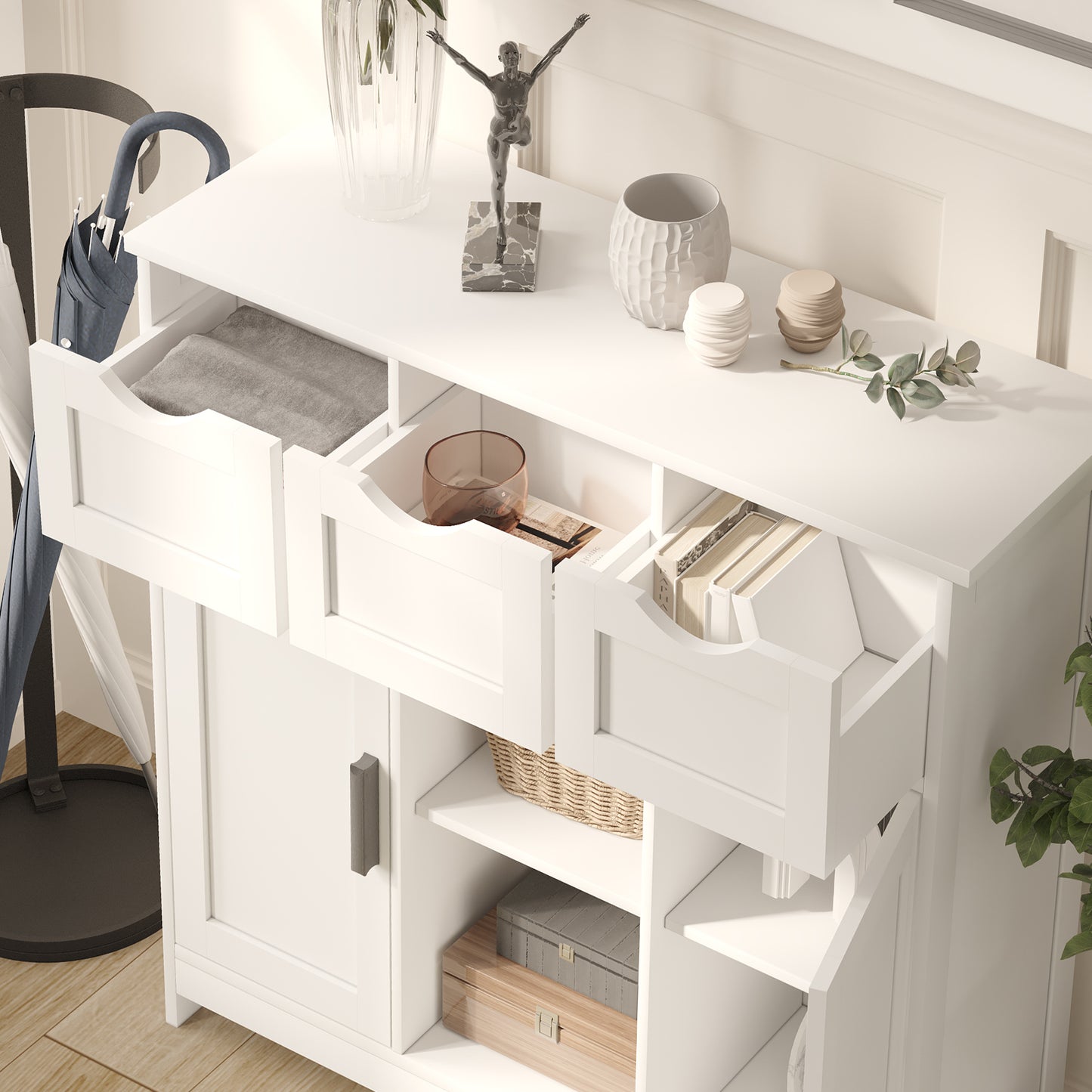 US Local Cabinets With Drawers And Shelves, Living Room, Bedroom, Bathroom Decor Cabinets Furniture Home Decor - White