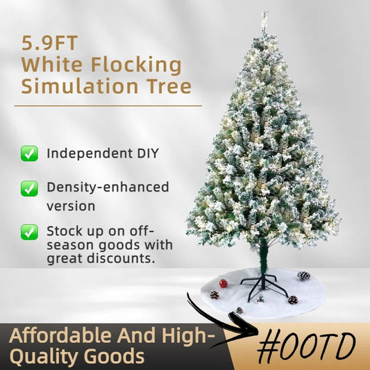 US Local 1 Piece Of 180cm - Tall White Flocked Christmas Tree, Thickened And Densified, With Lights