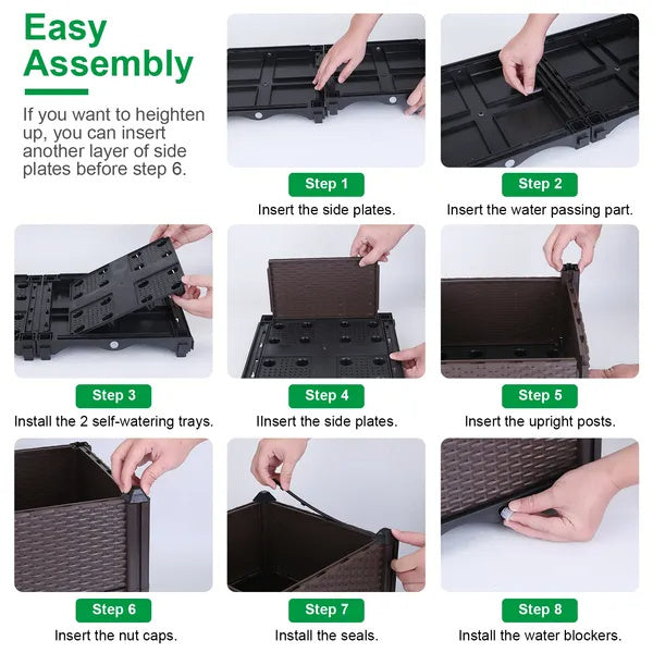 US Local Raised Garden Bed With Self-watering System Rectangle Garden Planter For Garden Patio Balcony Elevated Planter Box For Flowers Vegetables Herbs