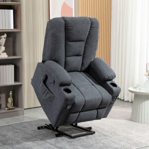 UK Local HOMCOM Electric Riser Recliner Armchair Oversized Chair With Cup Holder  Side Pockets For Elderly In Living Room, Charcoal Grey