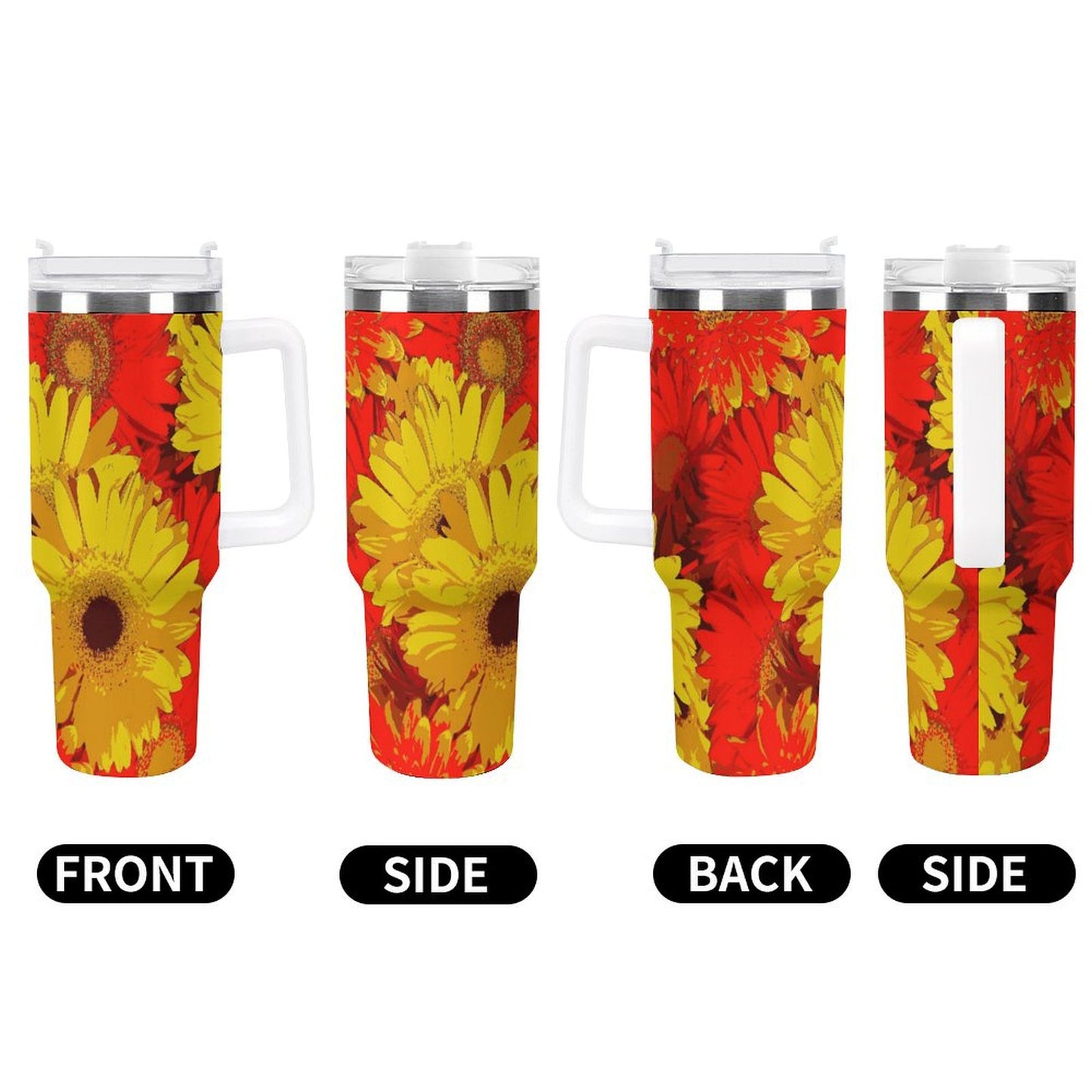 PHDT00354 POD US Local Tumbler 40 oz Large Capacity Car Cup Daisies, Big Flowers