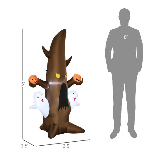 5 Halloween Inflatables Outdoor Decorations Ghost Tree With Pumpkins, Blow-Up LED Yard Decor Indoor Outdoor For Garden, Lawn, Party, Holiday