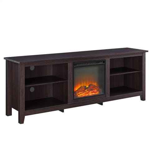 US Local Modern Transitional Wood Fireplace TV Stand For TVs With 2 Shelves