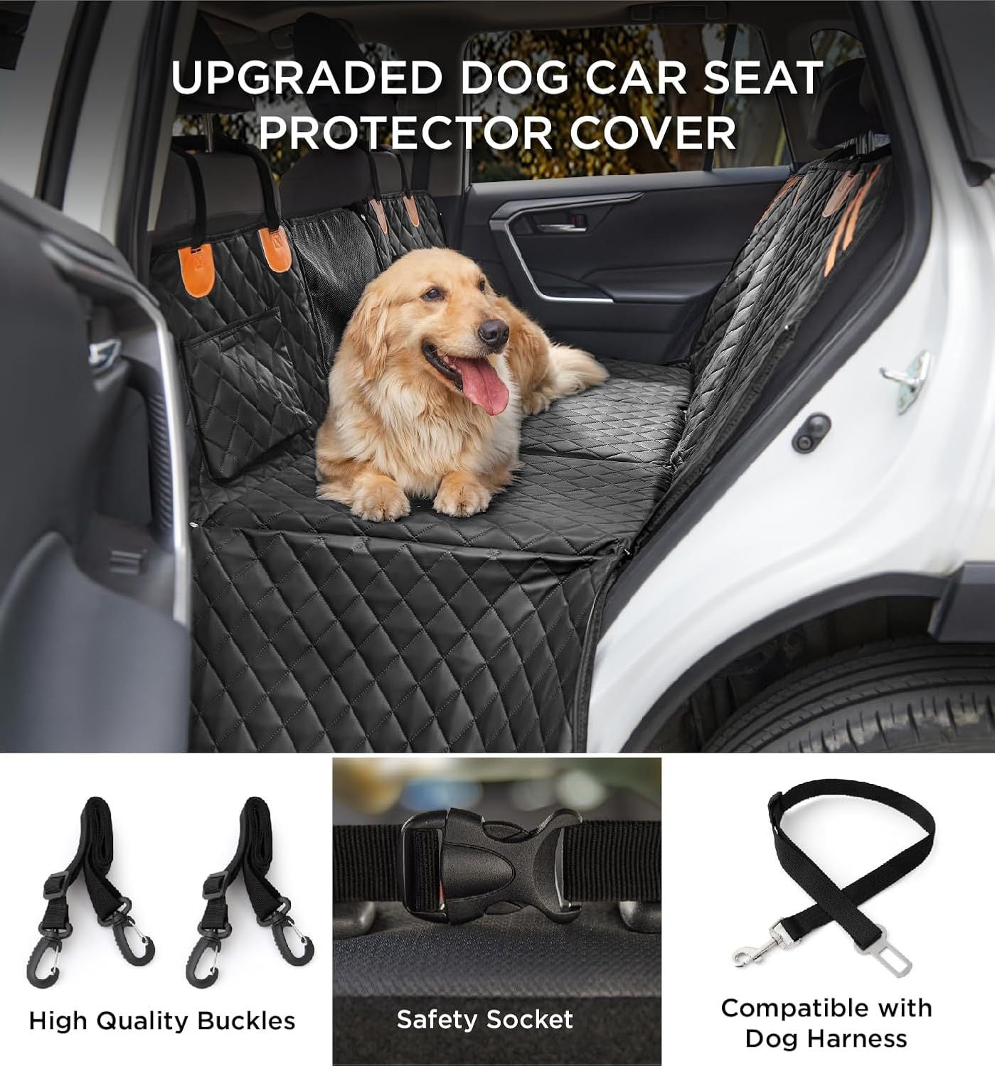 US Local Made4Pets Pet Dog Car Back Seat Cover Back Seat Extension Pad Can Bear 400 Pounds Waterproof And Non-slip Dog Car Hammock Eight-layer Hard Bottom With PE Foam Easy To Install And Clean