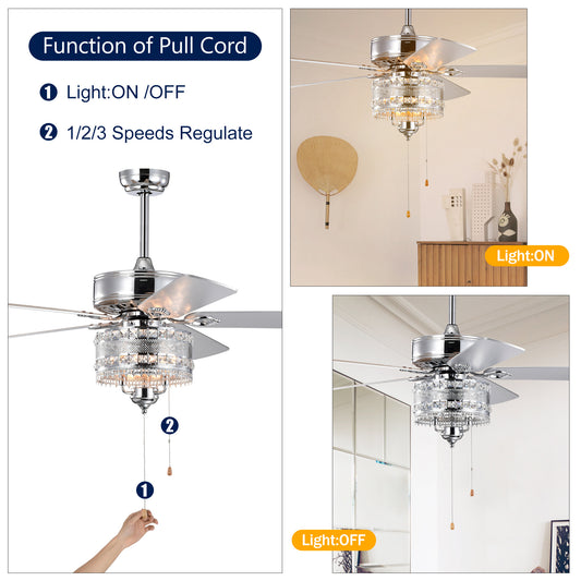 US Local 3-Light Chrome Drum Shade LED Ceiling Fan Remote, Traditional Farmhouse Rustic Industrial Bohemian Country Cottage Transitional Glam For Home, Kitchen, Living Room