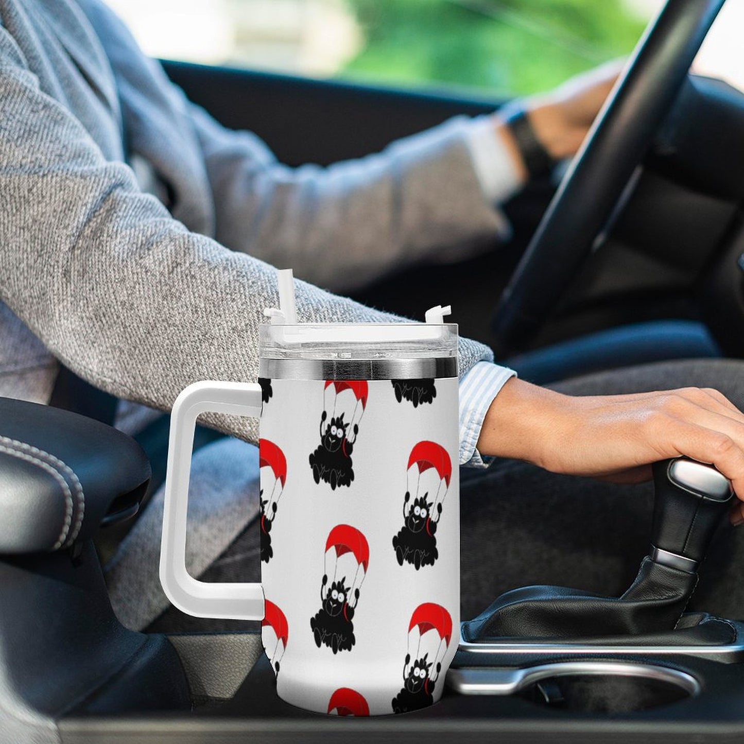 PHDT00287 POD US Local Tumbler 40 oz Large Capacity Car Cup Christmas Black Sheep, Parachutes