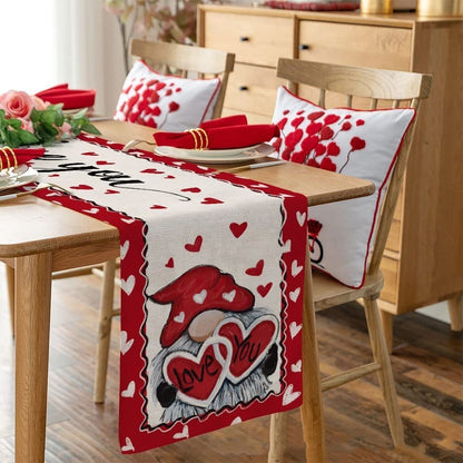Valentine's Day Table Runner Linen Tablecloth