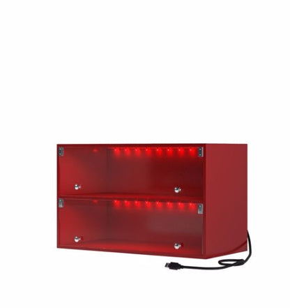US Local Red Glass Door Shoe Box Shoe Storage Cabinet For Sneakers With RGB LED Light - Single