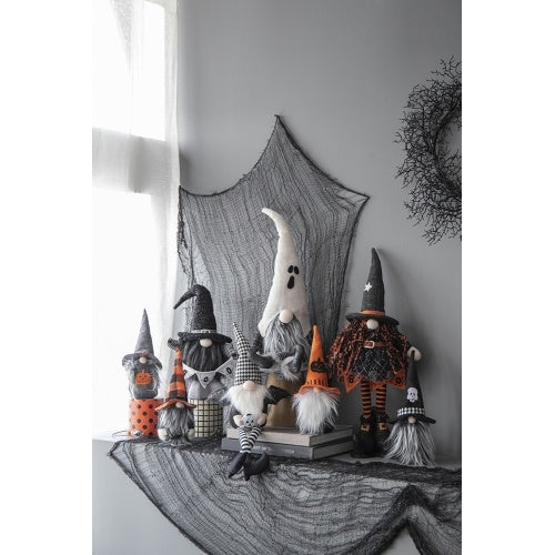 8.3x5x24 Fabric Standing Gnome W Orange Banner  Spring Body, For Halloween Decor