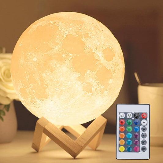 US Local 16-Color Lamp With Stand And Remote, Moon Lamp, LED Night Light With Dock, Creative Moon Light Uniq
