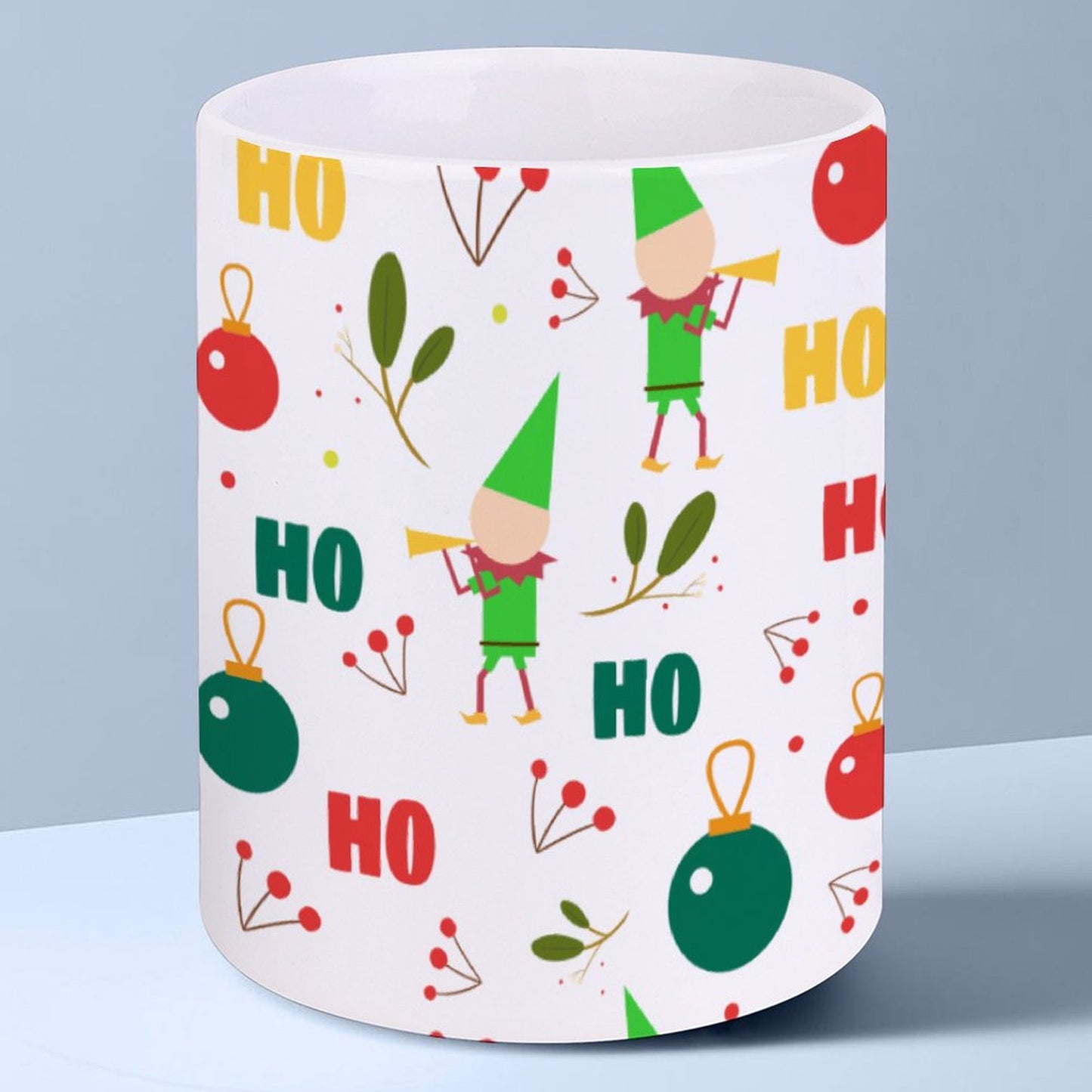 POD US Local White mug with full print, Christmas Elf Green 0071
