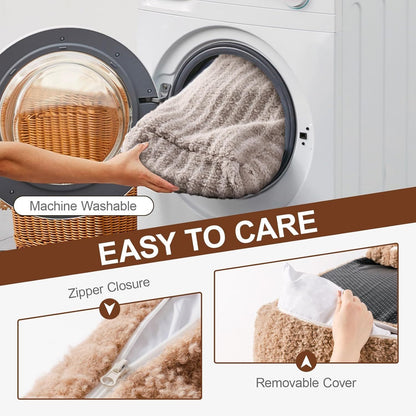 Mewoo Orthopedic Cat Couch For Indoor Cats - 26x19x11.8 Inch Pet Bed With Removable Washable Cover & Non-Slip Bottom, Small Dog Bed For Puppies, Brown