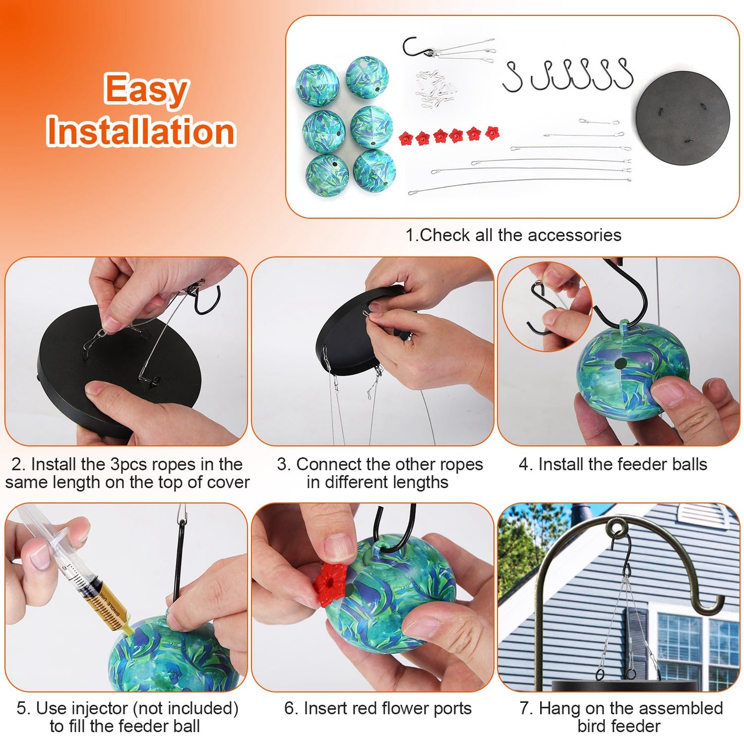 US Local 1Pc Wind Chimes Humming Bird Feeder Ant And Bee Proof Outdoor Hanging Hummingbird Feeder For Viewing Decoration For Garden Patio Yard Balcony