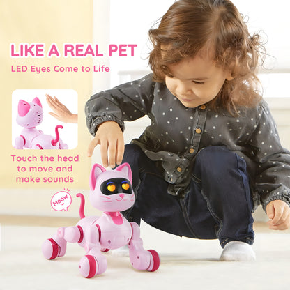 US Local VEVOR RC Robot Cat Toy For Kid Talking Dancing Touch Remote Control Programmable