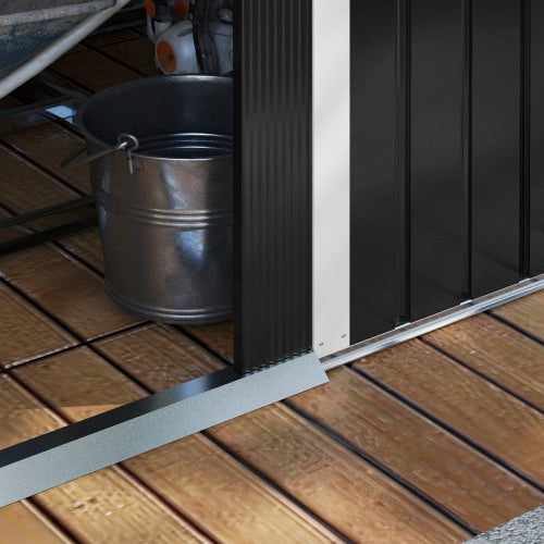 UK Local Outsunny 7.7 X 5.7ft Metal Garden Shed, Galvanised Outdoor Tool Storage House With Ventilation Slots And Sliding Doors, Grey