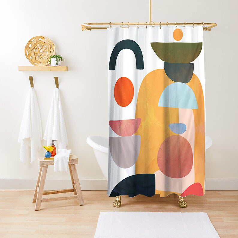 Bathroom Fashion Green Plant Print Waterproof Anti-mildew Shower Curtain