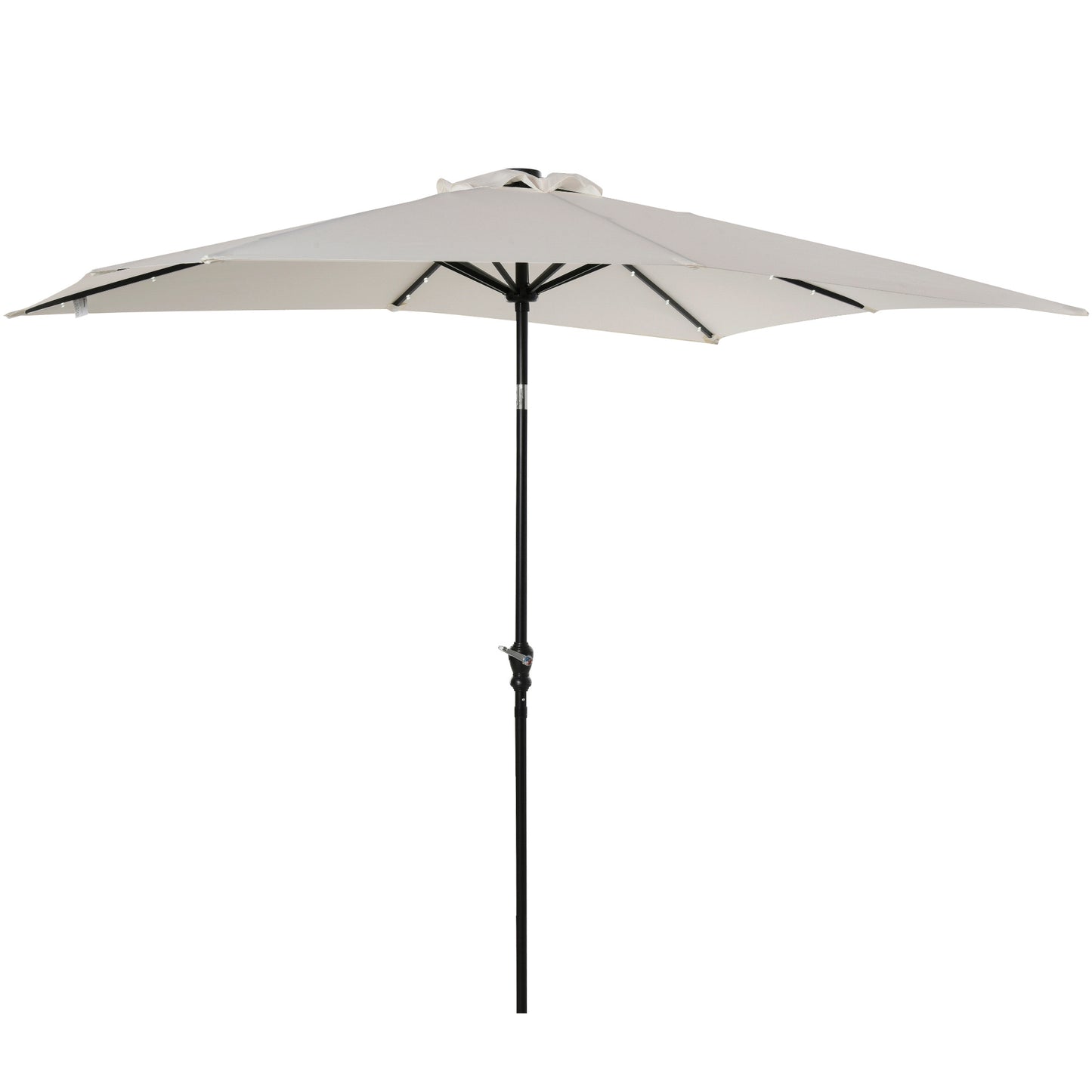 US Local 9x7 Ft Patio Umbrella Outdoor Table Market With Crank Solar LED Lights Tilt Button For Deck Pool White