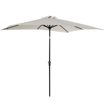 US Local 9x7 Ft Patio Umbrella Outdoor Table Market With Crank Solar LED Lights Tilt Button For Deck Pool White
