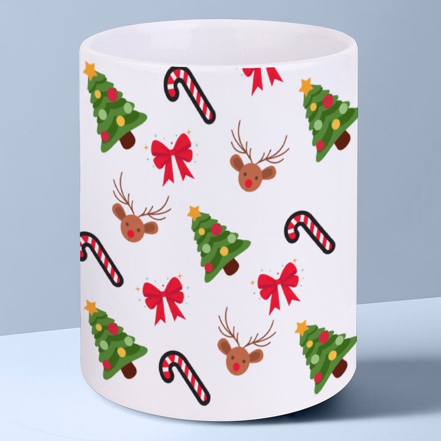 POD US Local White mug with full print, Christmas, Elk, Bow 0083