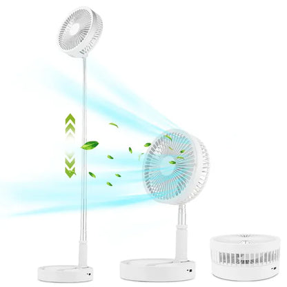 US Local Portable Folding Desk Fan Quiet Low Noise Table Fan USB Rechargeable Telescopic Standing Floor Fan For Home Office Camping Hiking Travel
