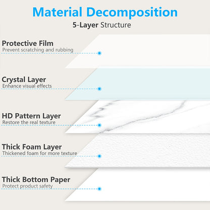 US Local White Marble Look Wall Sticker Peel And Paste Splash-proof PVC Composite Wall Tile Kitchen Bathroom