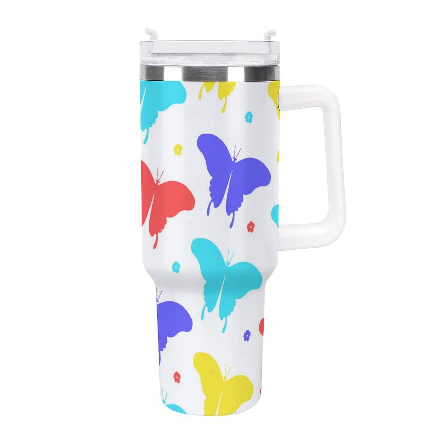 PHDT00495 POD US Local Tumbler 40oz Large Capacity Car Cup Butterfly Red Blue ellow