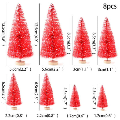 US Local 8 Pieces Mini Artificial Christmas Trees For Fairy Garden DIY Christmas Crafts