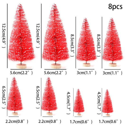US Local 8 Pieces Mini Artificial Christmas Trees For Fairy Garden DIY Christmas Crafts