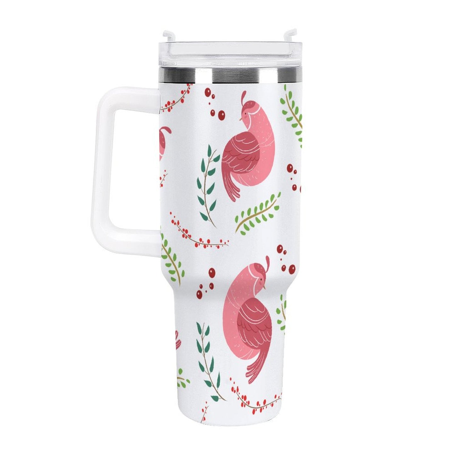 PHDT00084 POD US Local Tumbler 40 oz Large Capacity Car Cup Christmas Bird Pink Branches