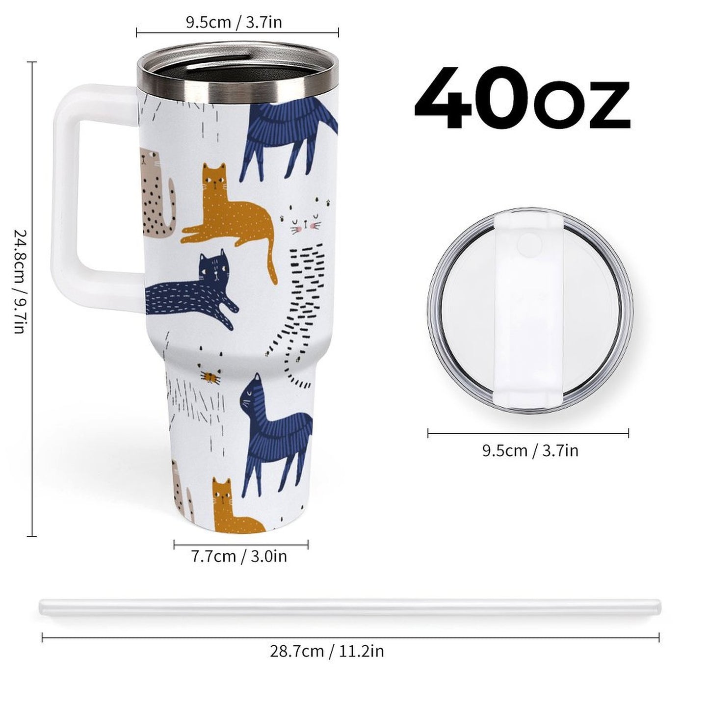 PHDT00407 POD US Local Tumbler 40 oz Large Capacity Car Cup Lovely Cat