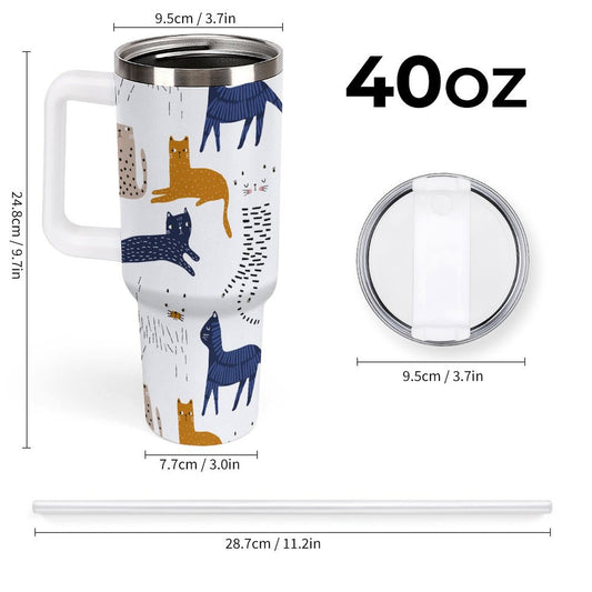 PHDT00407 POD US Local Tumbler 40 oz Large Capacity Car Cup Lovely Cat